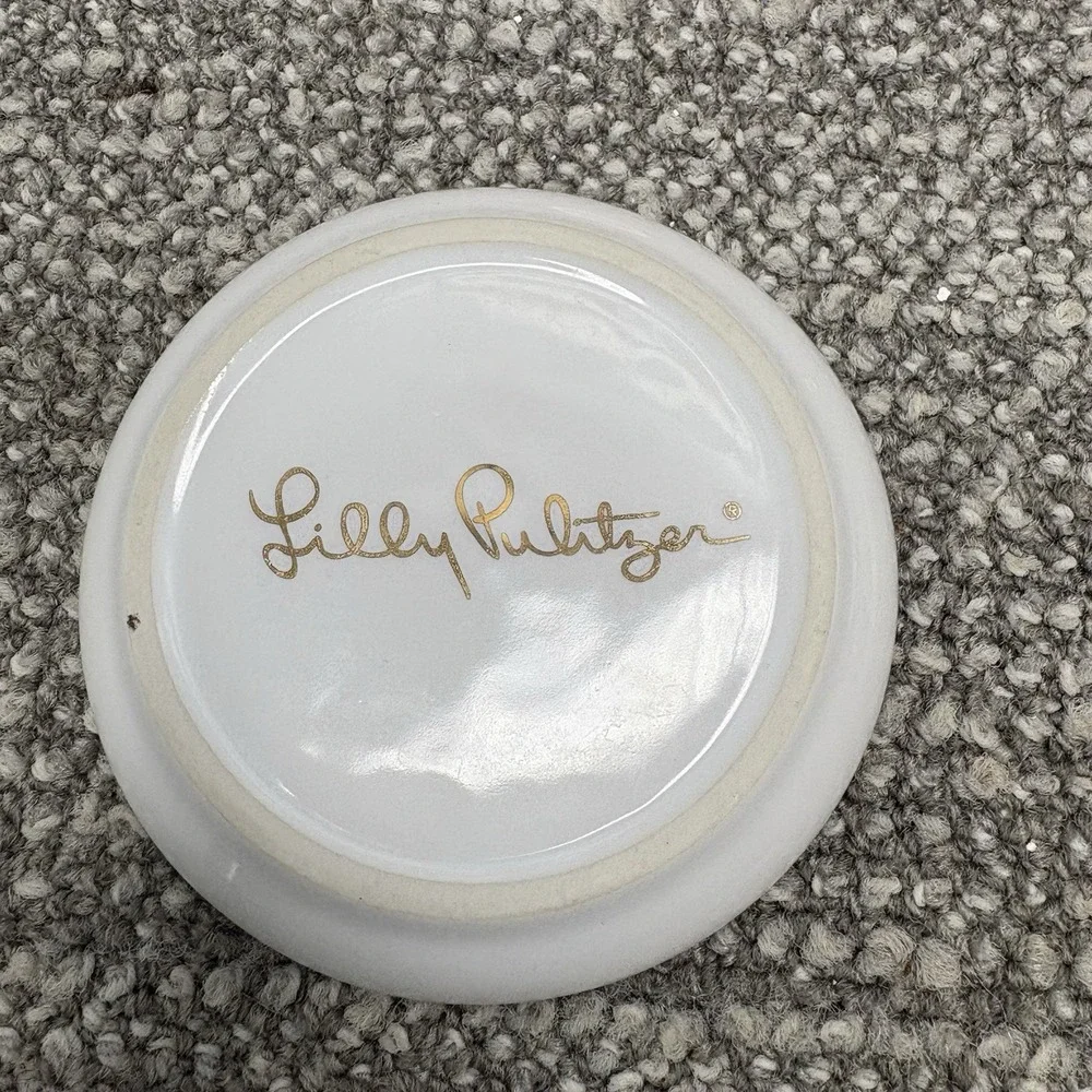 Lilly Pulitzer Coasters Beach Ocean Theme Neon Colors 4 Inches‎ Gold Trim